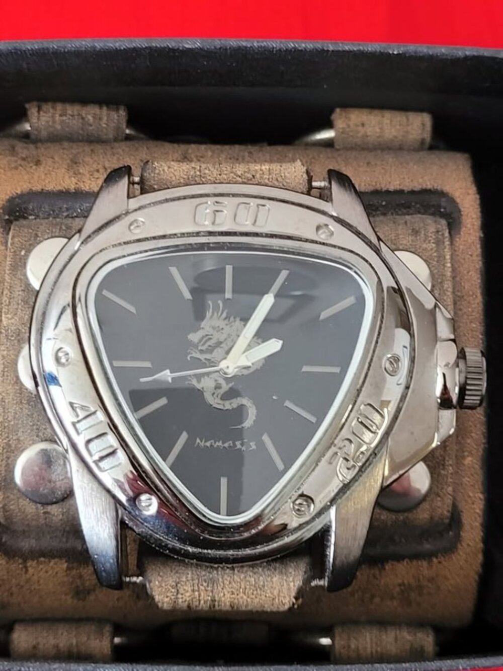 BRAND NEW, NEMESIS GREY DRAGON STAINLESS STEEL WRIST WATCH!!!
